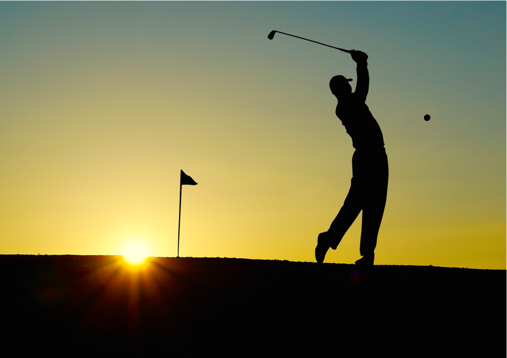 golf, golfed, sunset, sports, golfer, golf clubs, single hole flag, outdoor, man, human, fitness, active, elegant, nature, golf, golf, golf, golf, golf